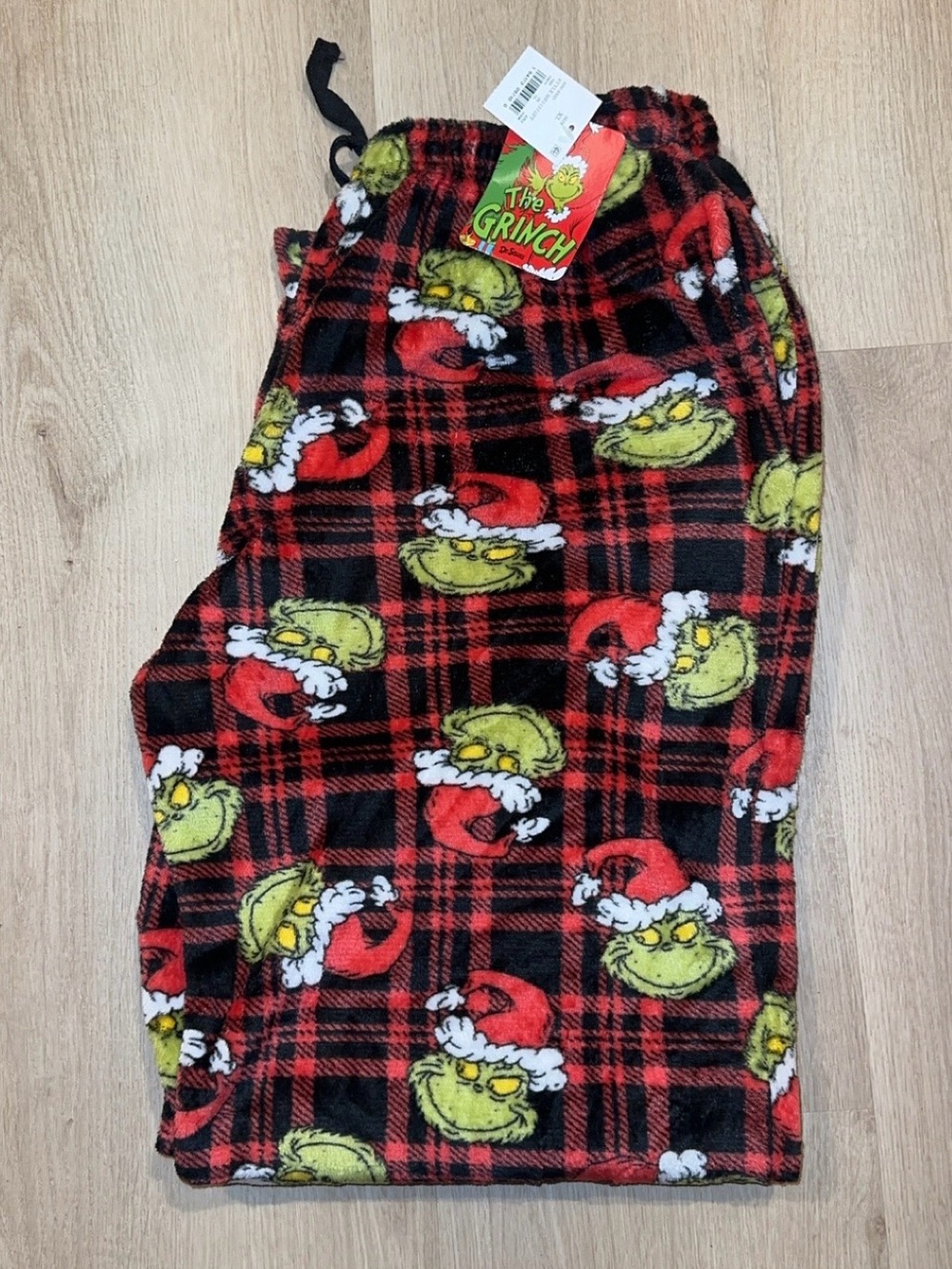Men Red & Black Plaid Fleece Pajama Pants